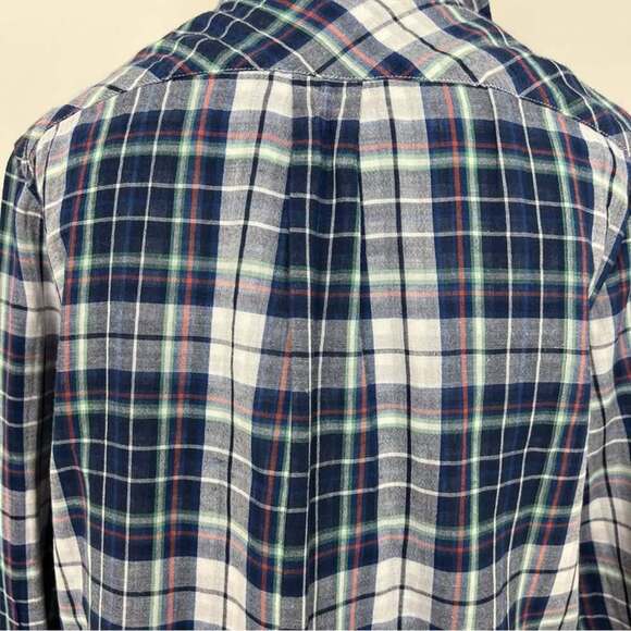 Banana Republic Soft Wash Plaid Blue White Red Collar Shirt Size Small - Picture 2 of 10